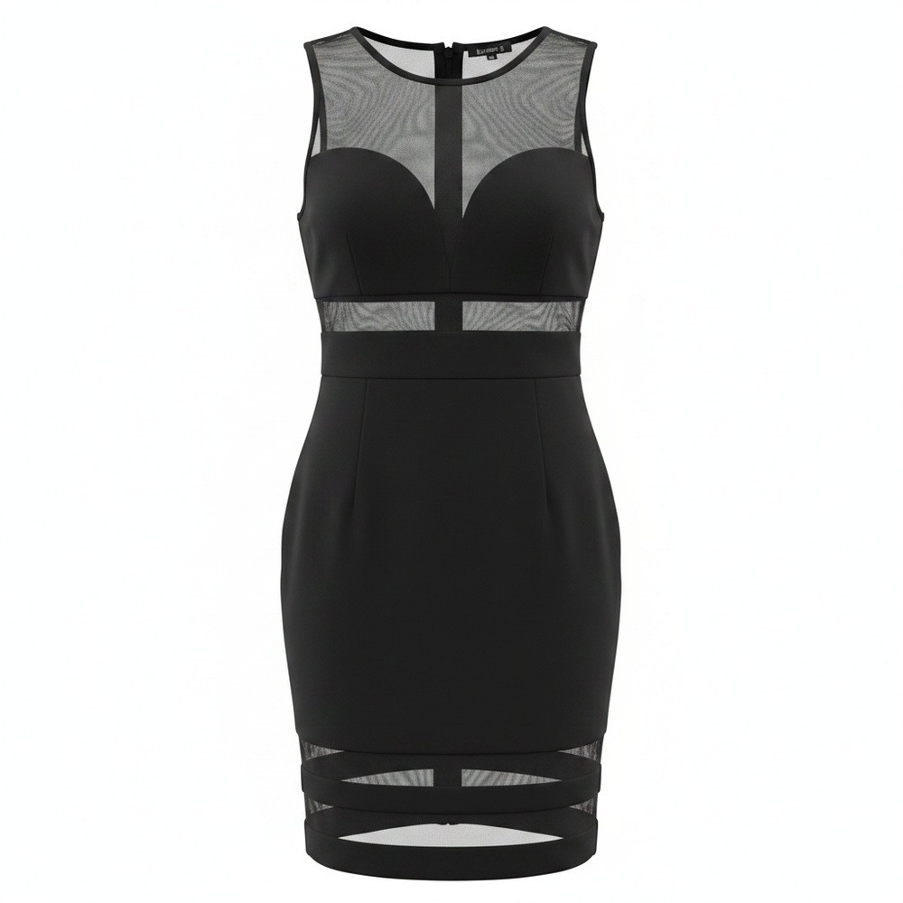 Bebe Whimsigoth Witchy Black Illusion Sleeveless Bodycon Dress Small